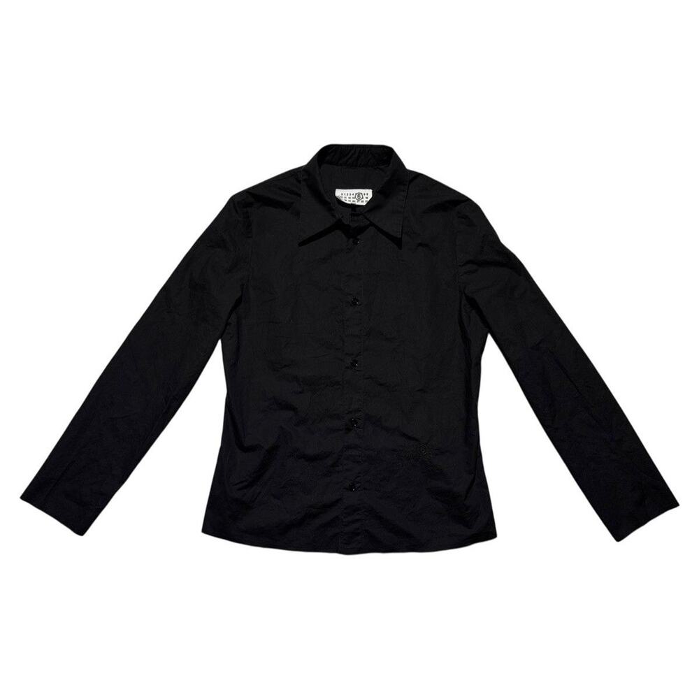 Cut off embroidered button down shirt